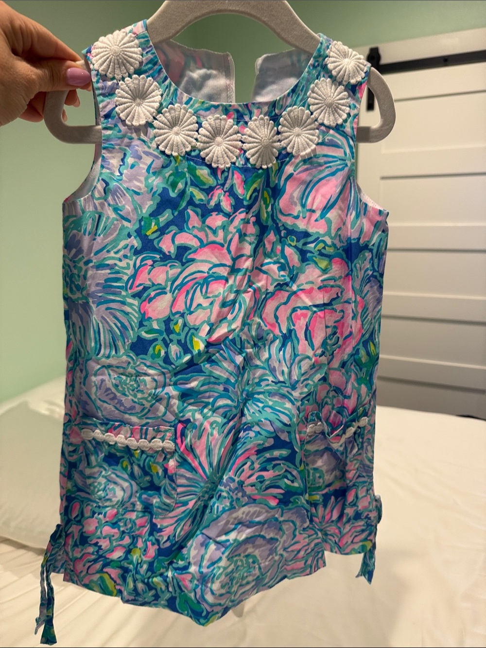 Lilly Pulitzer Pink Logo Tag with Gold Stitching